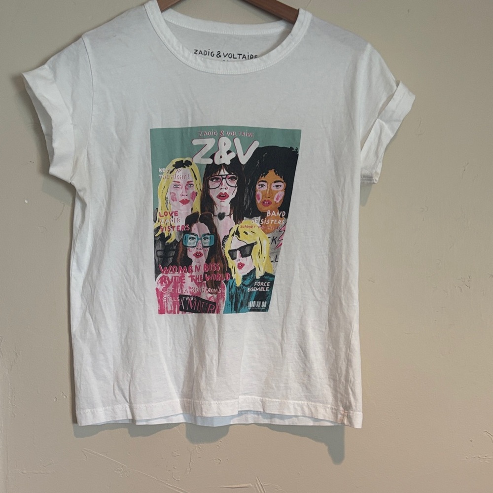 Zadig & Voltaire White Tee with Colorful Graphic